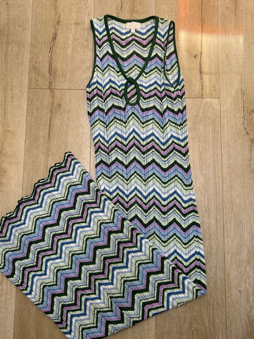 Ronny Kobo Multicolor Chevron Knit Dress in Green, Lavender, Blue, Mint